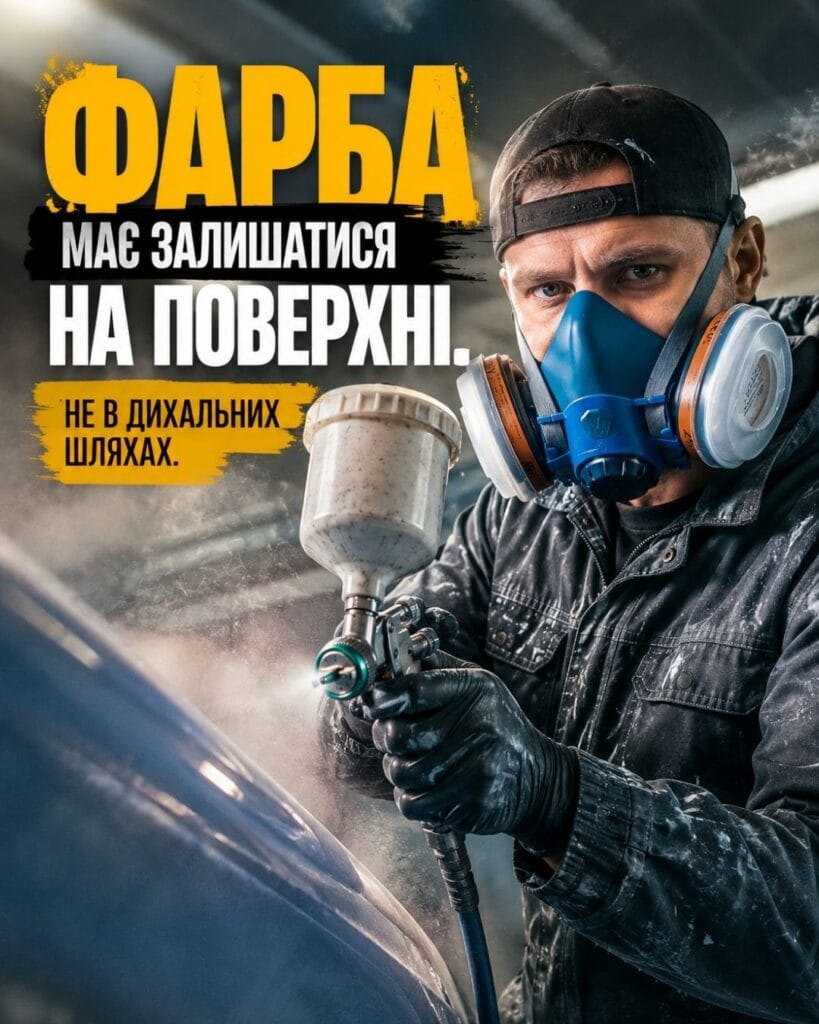 Малярні роботи. Роботи з фарбування. Захист органів дихання. Напівмаски та Маски Oxyline. 